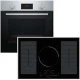 BOSCH Backofen-Set Backofen mit Glaskeramikkochfeld Induktion autark 77 cm Teleskopauszug, mit 1-fach Teilauszug