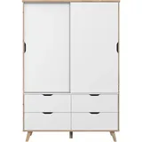 Forte Schiebetürenschrank Vankka 139,4 x 201,5 x 52,7 cm Weiß