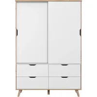 Forte Schiebetürenschrank Vankka 139,4 x 201,5 x 52,7 cm Weiß