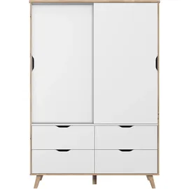 Forte Schiebetürenschrank Vankka 139,4 x 201,5 x 52,7 cm Weiß