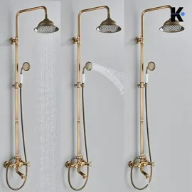 klarwerk NALA Vintage Regendusche Set Messing Gold 20 cm