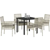 vidaXL Garten Essgruppe mit Kissen Hellgrau Poly Rattan