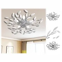 vidaXL Deckenlampe transparente weiße Blätterranken mit Acryl-Blättern 5x E14
