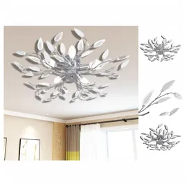 vidaXL Deckenlampe transparente weiße Blätterranken mit Acryl-Blättern 5x E14