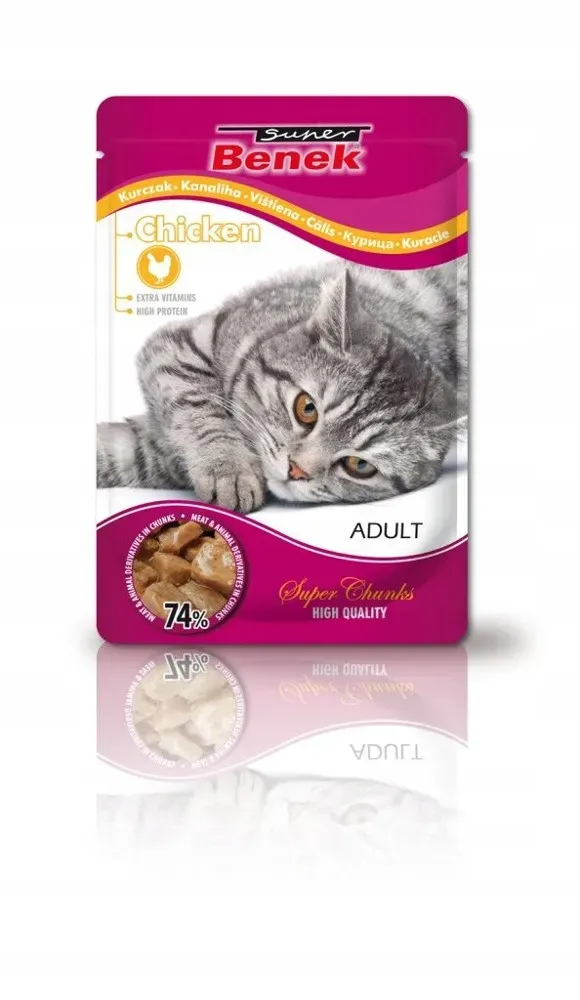 SUPER BENEK Adult Beutel mit Huhn für Katzen 100g