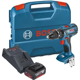 Bosch Professional Bohrmaschine + Akkuschrauber, GSB 18V-28 Schlagbohrschrauber 18 V 63 Nm Akku 4,0 Ah + Ladegerät + L-Case