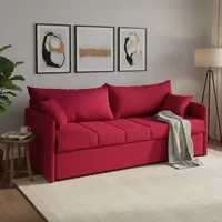 3-sitzer Schlafsofa Avellana, Abnehmbar, Waschbar Made In Italy, Wasserabweisend, Herausziehbares Bett, Matratze Inkl., 205x86 Cm Rot
