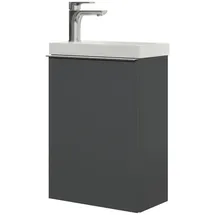 Bernstein Waschtischunterschrank Bernstein lavoa 40 cm mit Waschbecken - Badmöbelfarbe Anthrazit matt, Waschbecken Weiß, Griff Chrom