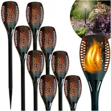 BLIXTAR Satz von 8x Solar-Fackel 33 LED, Garten angetrieben Flamme Laterne
