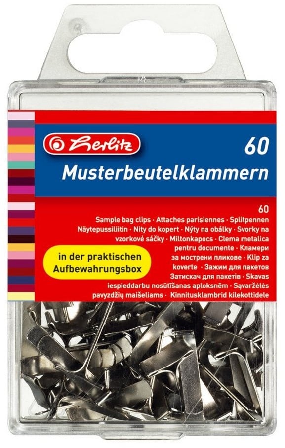 Preisvergleich Produktbild Herlitz Büroklammer 60 Herlitz Flachkopfklammern / Musterbeutelklammern / weißblank