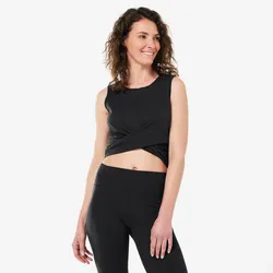 Yoga Crop Top Premium Damen - schwarz, schwarz, S