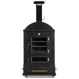 JV Möbel Gartenofen Schwarz aus Holz und Edelstahl, modern robust,