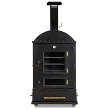 JV Möbel Gartenofen Schwarz aus Holz und Edelstahl, modern robust,