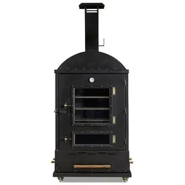 JV Möbel Gartenofen Schwarz aus Holz und Edelstahl, modern robust,