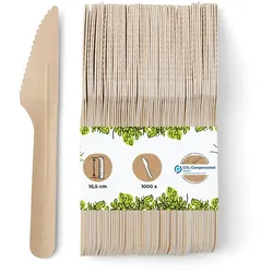 BIOZOYG 1000 Stück Einwegmesser 16,5cm Papiermesser Pappmesser aus Karton, umweltfreundlich, sehr stabil, aus nachhaltigem Holz, biologisch abbaubar