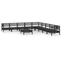 vidaXL 10-tlg Garten-Lounge-Set Massivholz Kiefer Schwarz