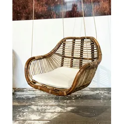 Hängesessel Hängestuhl Hängesitz Hängeschaukel Rattan Braun 66x65x49cm 300159