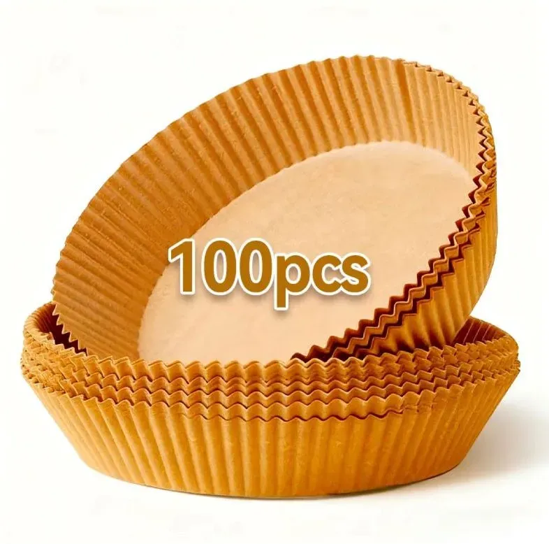 ochama x J.ZAO Backpapier für Heißluftfritteuse, Airfryer Backpapier Pergamentpapier Liner, Wasser- und ölbeständig, 16cm x 4.5cm, 100 Stk.