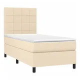 vidaXL Boxspringbett mit Matratze Creme 90x190 cm Stoff