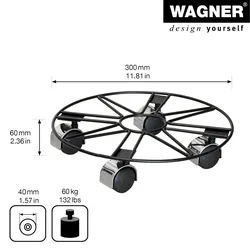 WAGNER Pflanzenroller BLACK STAR Ø 30 x 6,5 cm, innen & außen, Stahl, schwarz, Stern-Design, Tragkraft 60 kg - 20093801