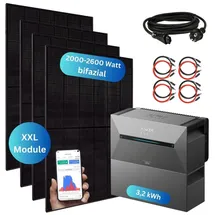 myvoltaics einstecken. fertig. Balkonkraftwerk bifazial 2600 W inkl. Anker Solarbank 2 Pro 3,2 kWh