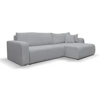 VENASI MÖBEL Luna XL Ecksofa mit Schlaffunktion und Bettkasten Cord-Stoff Schlafsofa Eckcouch Sofa (Grau)