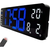 Opis Clock 1 Xl Digitale Wanduhr – Die Riesige Digitale Led-wanduhr Mit Temperaturanzeige Und Blau-weißer Hintergrundbeleuchtung