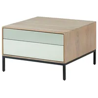 Massivmoebel24 Couchtisch Akazie 67x67x43 grau-weiß geölt CHICAGO #13)