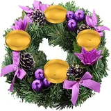 Shuangliao Adventskranz Künstlich Für, Künstlicher Adventskranz Adventkranz, Künstlicher Adventskranz Mit Kerzenhaltern, Weihnachtliche Tischdekoration Als Herzstück Für Die Heimparty
