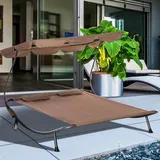 Doppelliege Mit Verstellbarem Sonnenschirm Für Garten Und Terrasse, 200 X 175 X 134 Cm, Braun