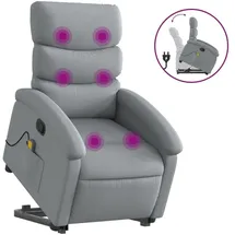vidaXL Massagesessel mit Aufstehhilfe Polyester 92 x 99,5 x 92 cm Hellgrau elektrisch