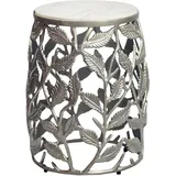 FineBuy FineBuy, Beistelltisch in Silber Marmor Wohnzimmertisch Alu Sofatisch Couchtisch Rund Metall (40 x 40 x 46 cm)