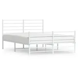 vidaXL Bettgestell mit Kopf- und Fußteil Metall Weiß 160x200 cm