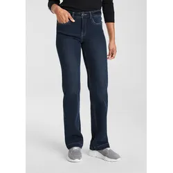 Gerade Jeans, weite Beinform, Used-Look-Waschung, hohe Taille, Gr. 50 - N-Gr, dark blue used, , 29528604-50 N-Gr