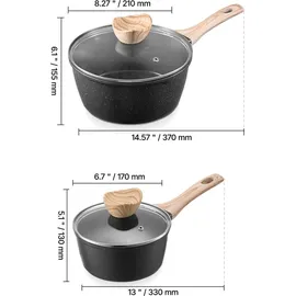 Vevor Topf-Set 4-tlg. Kochtopf + Gemüsetopf + Milchtopf + Glasdeckel