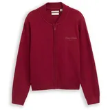 Tom Tailor Mädchen Bomber Cardigan mit Reißverschluss, rot, Uni, Gr. 164