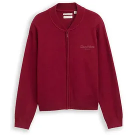 Tom Tailor Mädchen Bomber Cardigan mit Reißverschluss, rot, Uni, Gr. 164