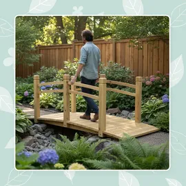 Relaxdays Garten Brücke 58 x 171,5 x 75 cm Natur