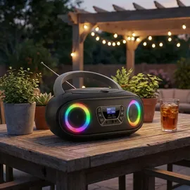 Denver TDB-212GR DAB+ Boombox mit DAB+/FM-Radio, Bluetooth-Funktion,Grey