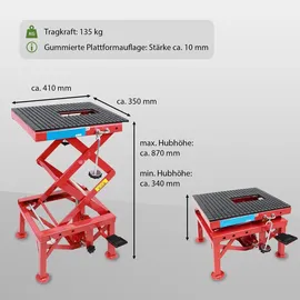 Trutzholm Hebebühne Edelstahl 34 - 87 cm rot