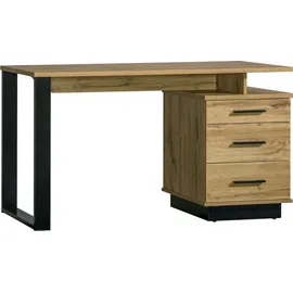 Furniture24 Schreibtisch Lamelo LA8 mit 3 Schubladen Wotan Eiche