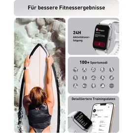 Gydom Smartwatch Damen mit Telefonfunktion 1.8" Alexa Eingebaut Fitnessuhr 100+ Sportmodi, Herzfrequenz SpO2 Stress EIN-klick Messen, Schlafmonitor - Weiß