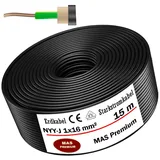 MAS-Premium® Erdkabel Deutscher Marken-Elektrokabel Ring zur Verlegung im Erd- und Außenbereich Standard Starkstromkabel (NYY-J 1x16 mm2, 15m)