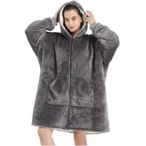 Decke Mit äRmeln Decken-Hoodie, übergroße tragbare Decke, tiefe Taschen, bequeme Ärmel, Reißverschluss vorne, Deluxe-Fleece-Sweatshirt-Decke, Winterdecke Weicher Warmer PlüSchüBerwurf Mit äRmeln