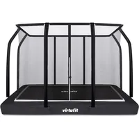 VirtuFit Premium Gartentrampolin Inground - Rechteckig - Outdoor mit Netz und Leiter für Kinder und Erwachsene - Schwarz - 213 x 305 cm