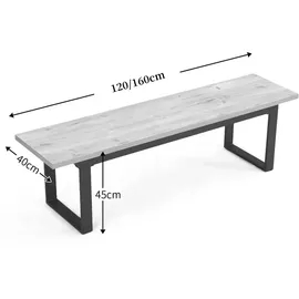 B&D home Sitzbank, Grau, Holzwerkstoff, Metall, 3-Sitzer, Füllung: Kaltschaum, Rechteckig, 160x45x40 cm, Esszimmer, Bänke, Sitzbänke