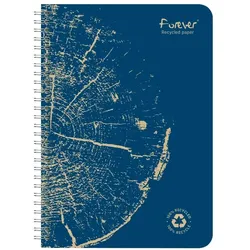 Forever 5x Spiralheft A5 FOREVER PREMIUM, 100% recycelt, 60 Blatt kariert, abtrennbar, mikroperforiert, Weißes Recyclingpapier 90g - Sortiert 68412C