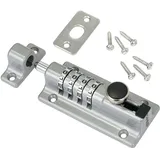 HMF Riegelschloss 3591-09, Türriegel mit 4-stelligem Zahlencode aus Zinklegierung, 12,2 x 4 x 4,8 cm, Silber