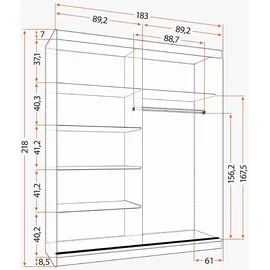 fabryka mebli idźczak Schwebetürenschrank Kleiderschrank Bella 03, 183 cm Weiß/Weiß, mit Spiegel - Weiß