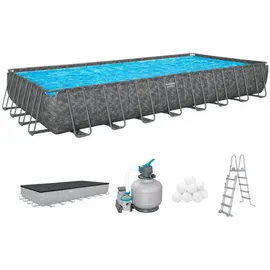 BESTWAY APX365TM Winterfestes Frame Pool Komplett Set 956 x 488 x 132 cm inkl. Sandfilteranlage und Poolleiter